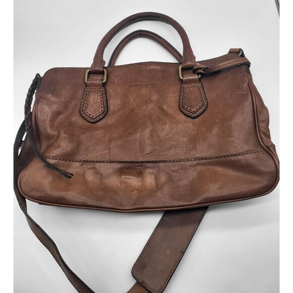 FRYE Jamie Satchel Brown Leather Double Handle Travel Work Bag Purse - Picture 2 of 12